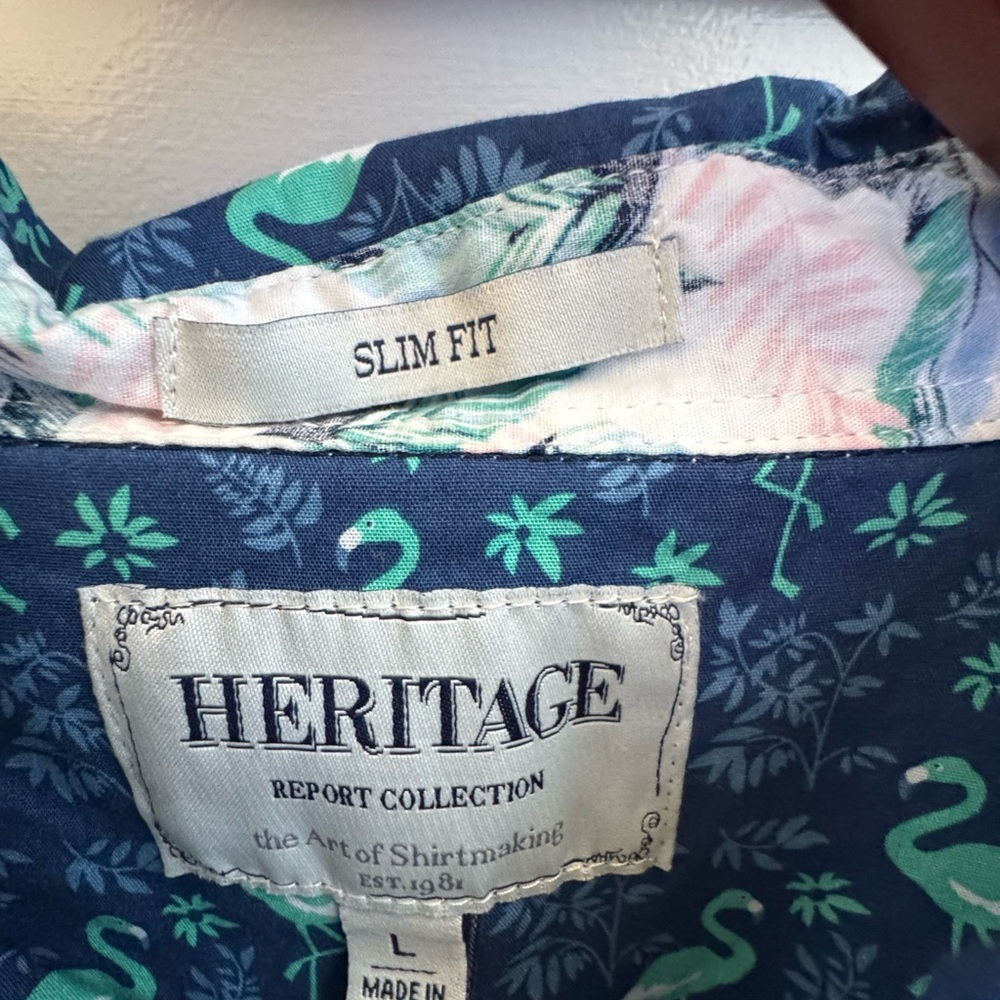 Report Collection Navy Flamingo Print Shirt - Picture 3 of 3